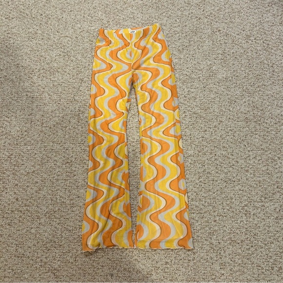 Cotton On womens xs pants flaired orange yellow white frill edge GREAT CONDITION - Picture 1 of 8